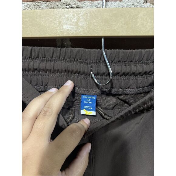 Old Navy Stretch Tech Pull On Pants Womens 2X Brown Active Tapered Drawstring - Picture 2 of 4
